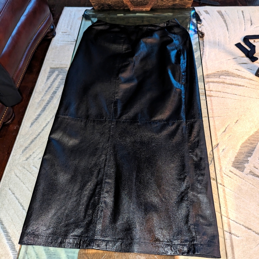 Long leather boss skirt Vintage 1980 size 6 Tower Hill